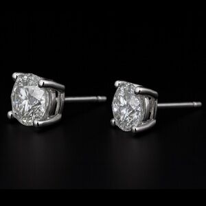 925 Silver, 2CTW Moissanite Solitare Stud Earrings